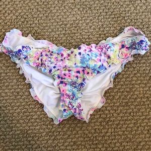 Multicolored VS ruffle bathing suit bottom